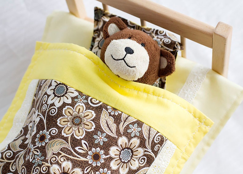 Doll Cradle Bedding Bed Set Wooden Image 0