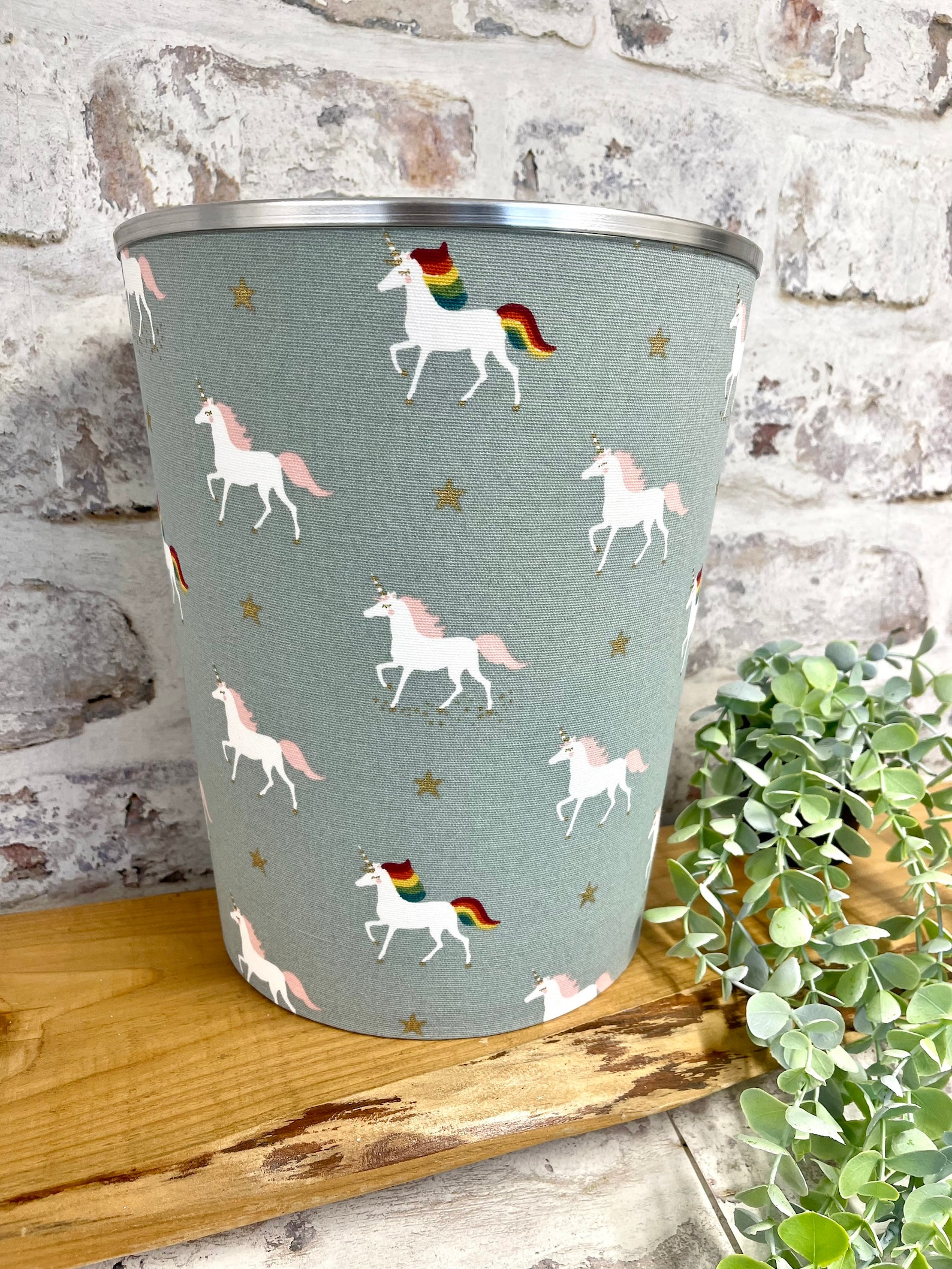 Sophie Allport Unicorn Fabric Waste Paper Bin by Berry & Etsy UK