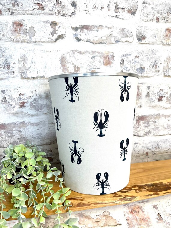 Sophie Allport Blue Lobster Fabric Waste Paper Bin by Berry & Etsy UK