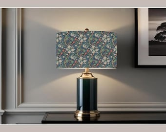 William Morris Golden Lily Jewel Lampshade, Handmade Fabric Lamp Shade, Drum Oval Empire or Candle Clip, Ceiling Pendant or Table Lamp