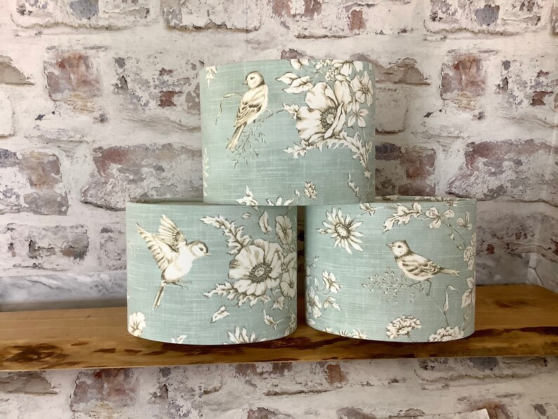 Toile Du Jouy Finch in Duck Egg Blue Lampshades by Berry & Etsy UK