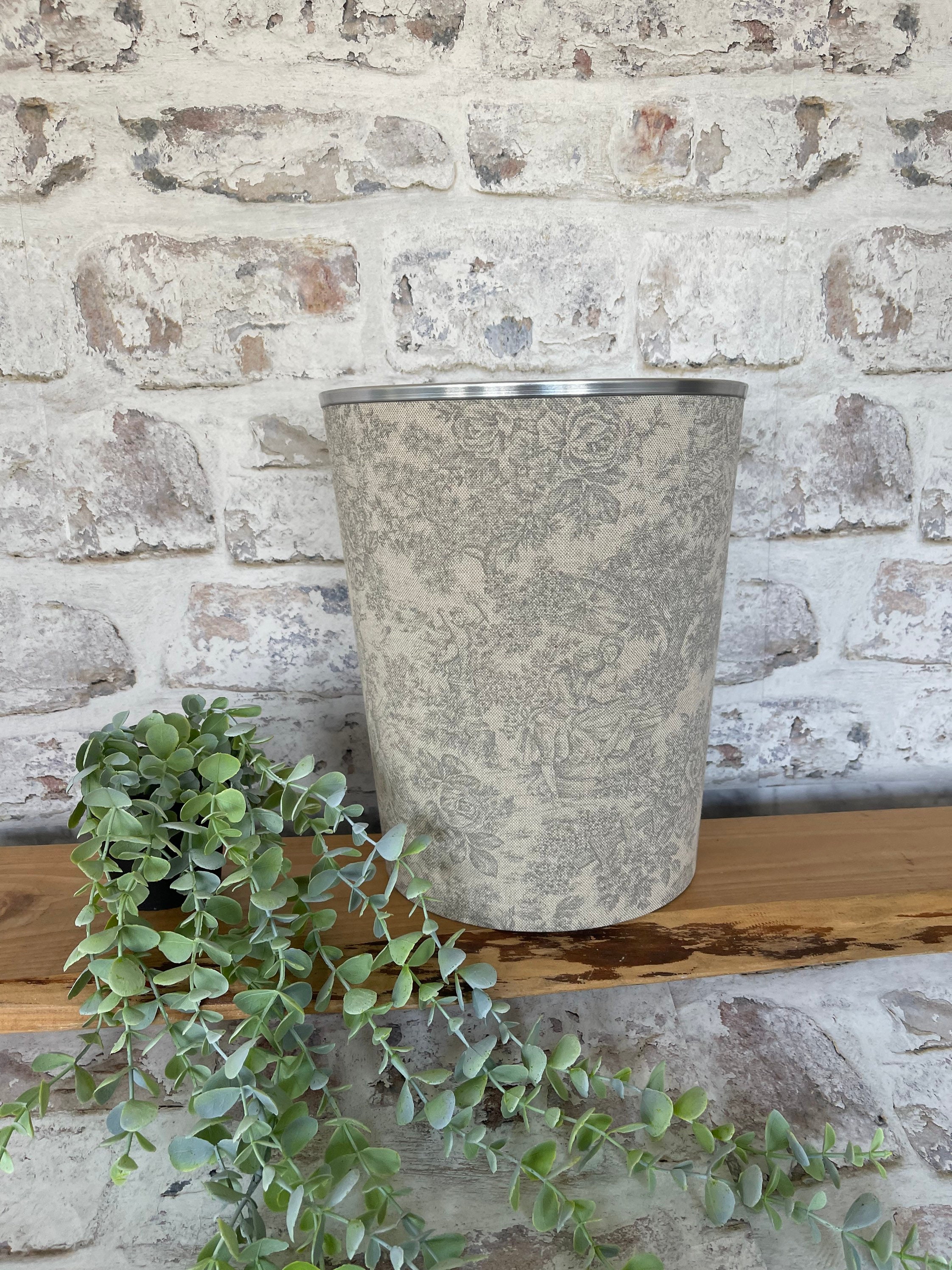 Toile De Jouy Zen in Grey Waste Paper Bin by Berry & Grouse Etsy UK