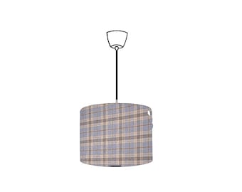 Balmoral Loch Blue Tweed Lampshade, Handmade Fabric Lamp Shade, Drum Oval Empire or Candle Clip, Ceiling Pendant or Table Lamp