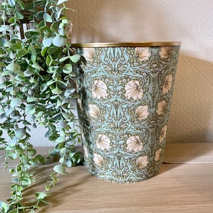 William Morris Pimpernel in Green/Cream Waste Paper Bin by Berry & Grouse - office - office supplies - trash can - vintage