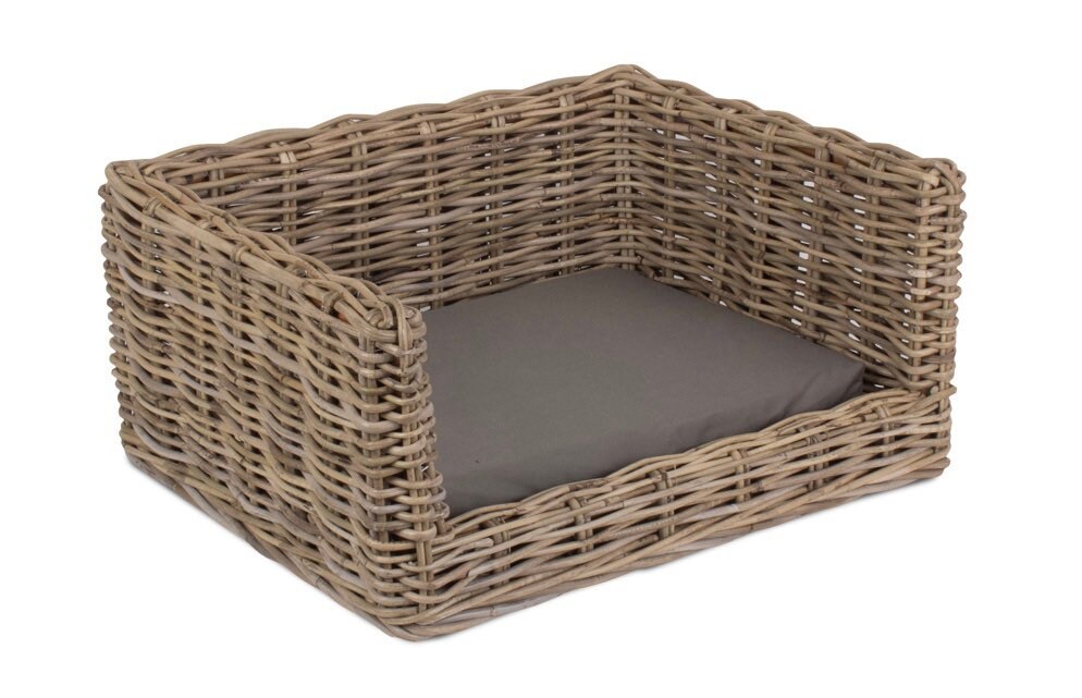 Luxury Wicker Dog Bed With Sophie Allport Woof Bumper Cushion Etsy UK