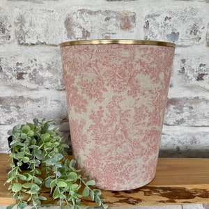 Toile de Jouy Zen in Pink Waste a Paper Bin by Berry & Grouse - office - waste paper bin - office supplies - trash can - french - vintage