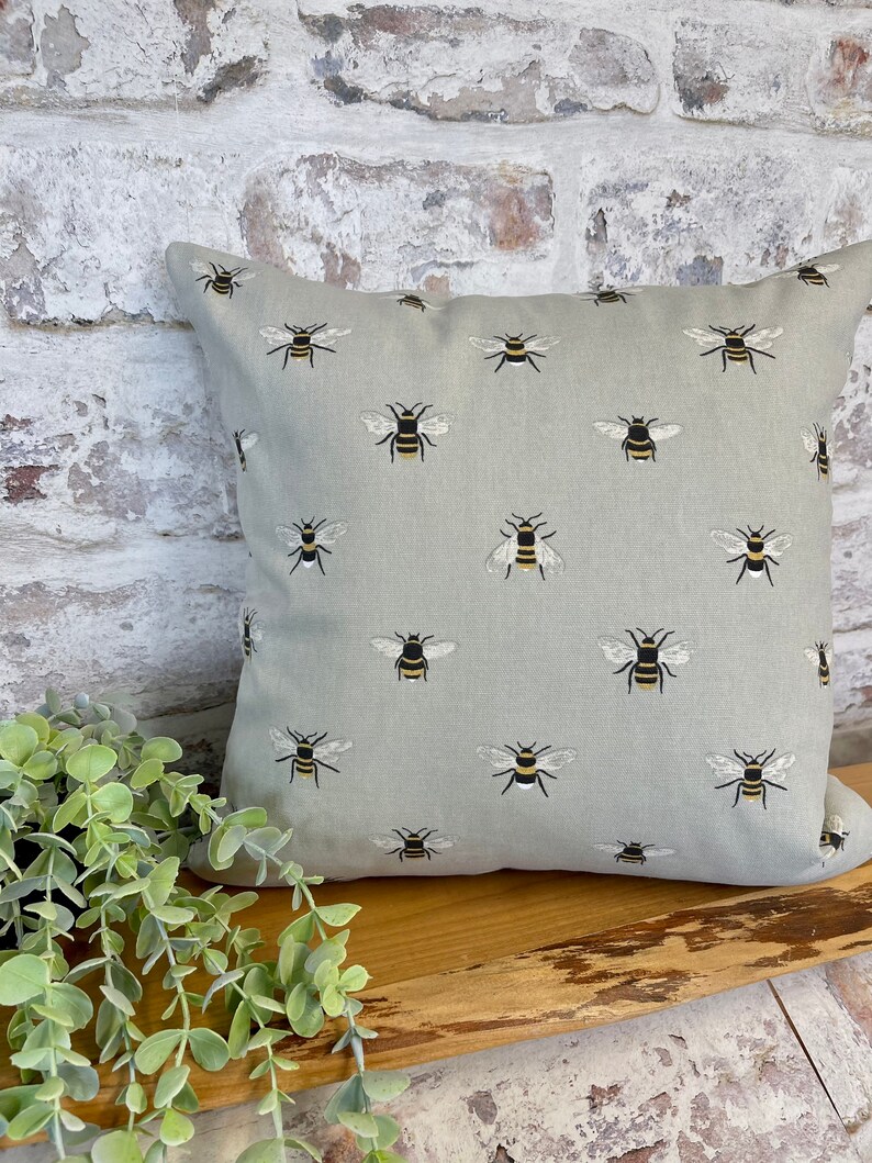 Sophie Allport Bees in Sage Scatter Cushion by Berry & Grouse Etsy UK