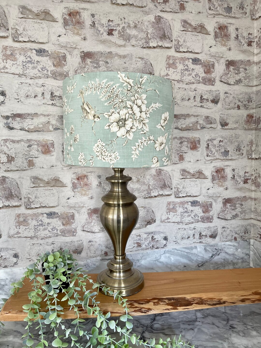 Toile Du Jouy Finch in Duck Egg Blue Lampshades by Berry & Grouse Drum
