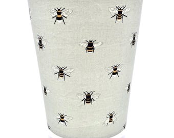 Sophie Allport Bees Sage Green Waste Paper Bin – Fabric Waste Basket, Decorative Desk or Bedroom Bin, Stylish Office Storage