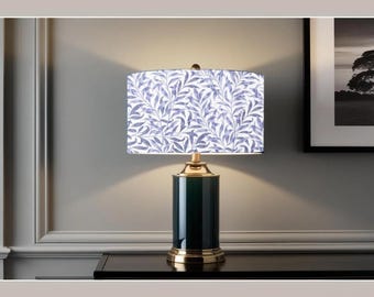 William Morris Willow Bough in Blue Lampshade, Handmade Fabric Lamp Shade, Drum Oval Empire or Candle Clip, Ceiling Pendant or Table Lamp