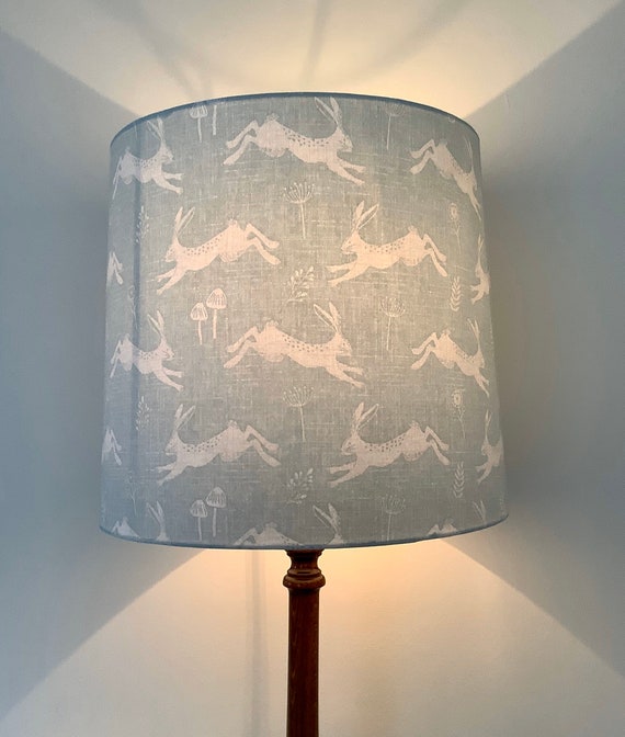 Fryetts Hopping Hares In Duck Egg Lampshades By Berry Grouse - Handmade Lampshades Norfolk Fryetts Hopping Hares In Duck Egg Lampshades By Berry Grouse - Handmade Lampshades Norfolk