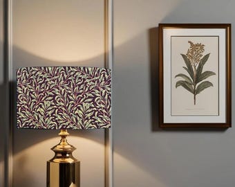 William Morris Bough Damson Lampshade, Handmade Fabric Lamp Shade, Drum Oval Empire or Candle Clip, Ceiling Pendant or Table Lamp