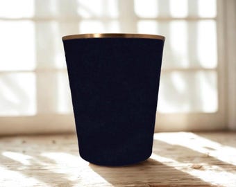 Venetian Velvet Navy Blue Waste Paper Bin — Handmade Fabric Wastebasket, Decorative Office Bin, Bedroom Paper Bin, office decor