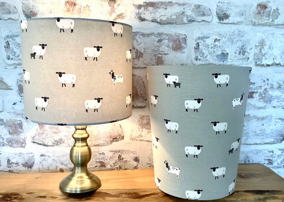 Sophie Allport Sheep Lampshades by Berry Grouse Grey Drum Oval