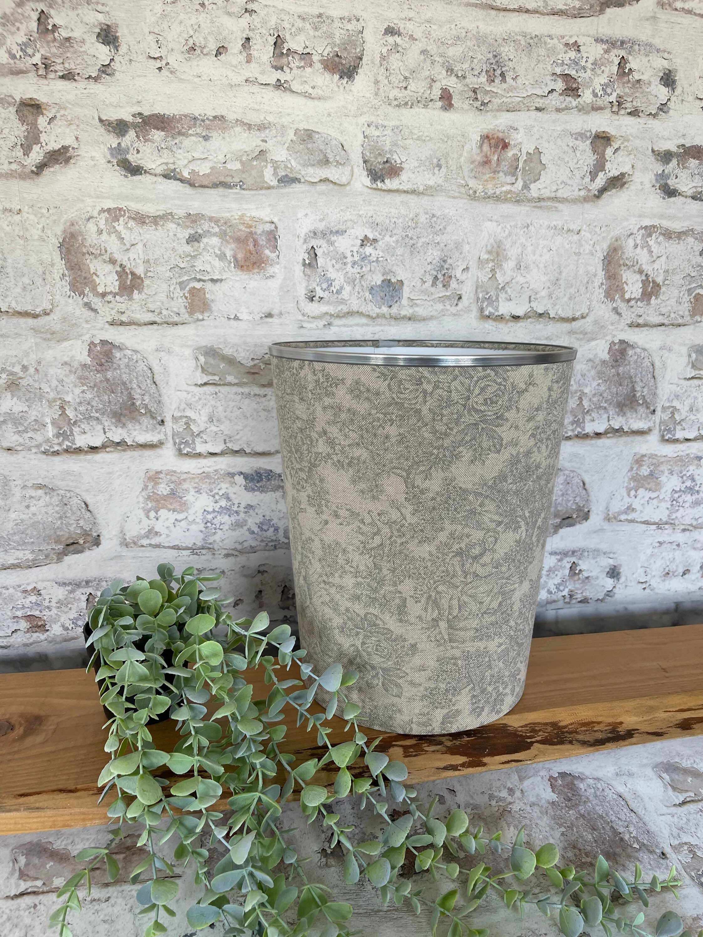 Toile De Jouy Zen in Grey Waste Paper Bin by Berry & Grouse Etsy UK