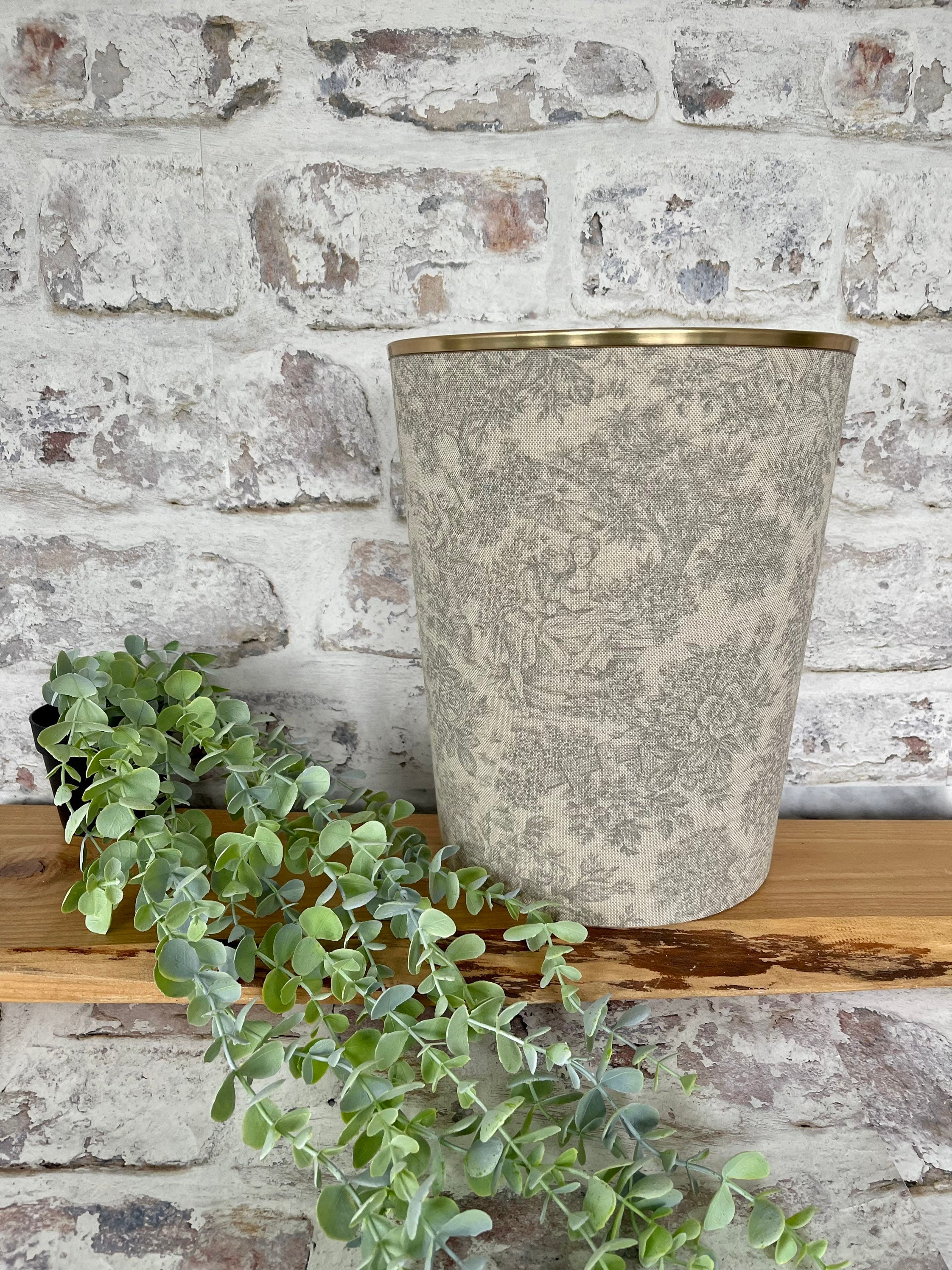 Toile De Jouy Zen in Grey Waste Paper Bin by Berry & Grouse Etsy UK
