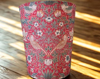 William Morris Strawberry Thief in Red Linen Waste Paper Bin by Berry & Grouse - office - waste paper bin - office supplies - vintage