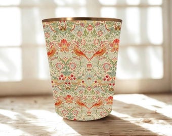 William Morris Strawberry Thief Linen Waste Paper Bin — Handmade Fabric Wastebasket, Decorative Office Bin, Bedroom Paper Bin, Morris Home