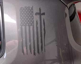 Tattered Flag with Cross Decal