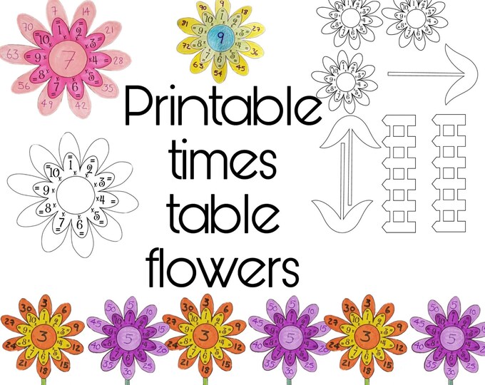 Printable Times Table Multiplication Flowers Etsy
