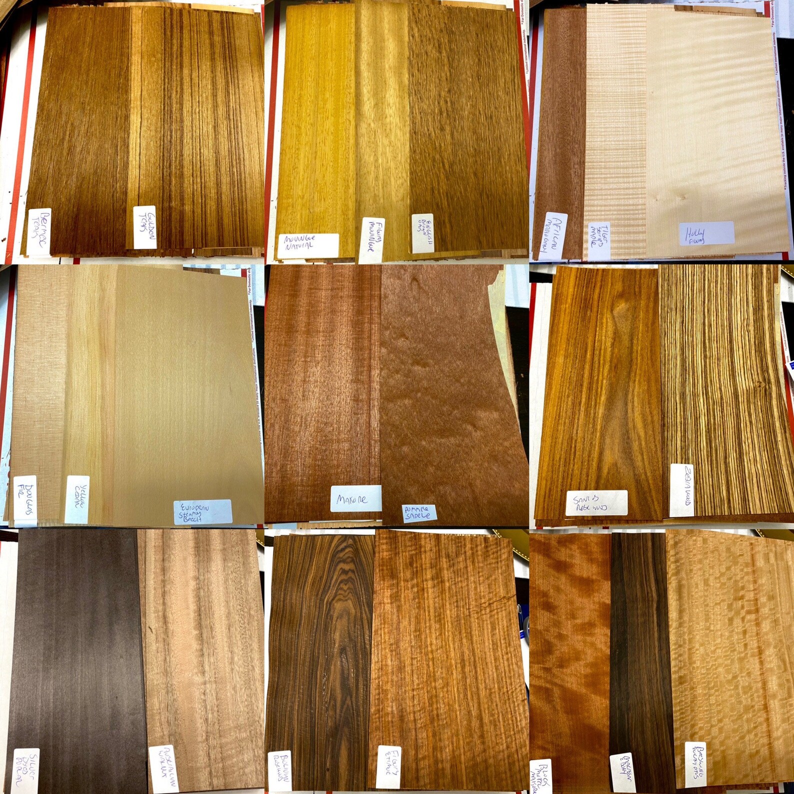 Raw Exotic Veneer Variety Pack 15 Sheets Labeled Wide Cut. Etsy