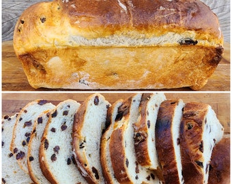 Raisin Bread, Bread, Hand-Crafted Bread, Artisan Bread, Loaf Bread, Sandwich Bread, Breakfast Bread