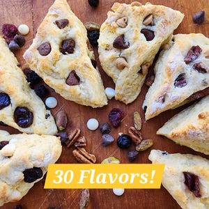Scones, English-Style Scones, 1 Dozen, Choose Your Flavor, Blueberry Scones, Cranberry Scones, Cherry Scones, Biscuits, Scones, 30 Flavors