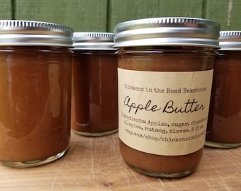 Apple Butter, 8 ounce, Hand-Crafted Apple Butter, half pint, apple butter, fruit butter