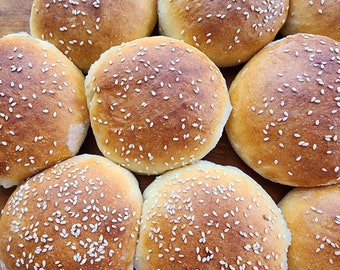 Hamburger Buns, 9 Buns, Amish Potato Rolls, Sandwich Buns, Dinner Rolls, Holiday Dinner Rolls, Yeast Rolls, Hand-Crafted Bread