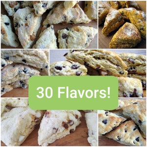 Scones, English-Style Scones, 1 Dozen, Choose Your Flavor, Blueberry Scones, Cranberry Scones, Cherry Scones, Biscuits, Scones, 30 Flavors image 1