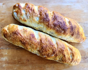 Artisan French Bread Loaves: Rustic Ciabatta Dough, 2 Loaves