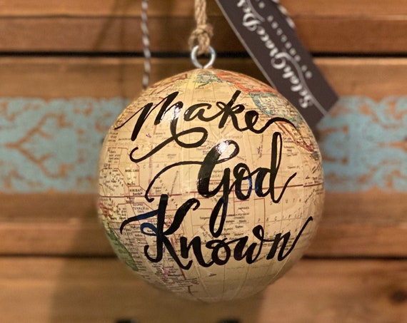World globe Christmas Ornament - Customized w/names/saying - Perfect for Christmas gift giving or for your travel-themed Christmas tree