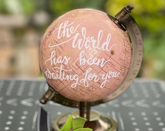 Mini Blush Pink Globe OR Mini White and Gold Globe  - Perfect for Baby Girl Nursery, Baby Shower or Girl's Travel Theme - Customize