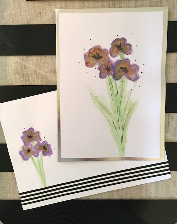 Original Handmade/Handpainted Watercolor Note Card / Thinking of You / Any Occasion Card  / Matching Watercolored Envelope