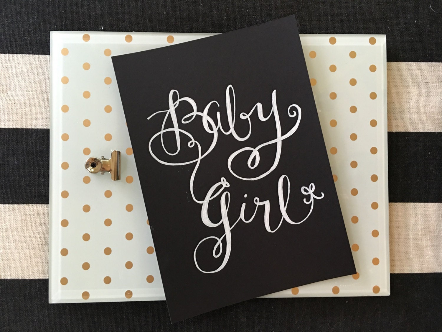 Custom Chalkboard Baby Girl Heavyweight Stock Paper Art Print