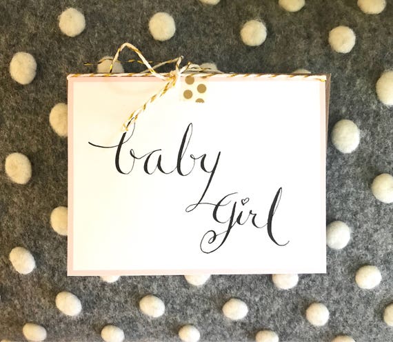 CUSTOM CALLIGRAPHY Baby Note Card / Personalized/Message Choices/Great for Baby Showers / to Welcome a New Baby