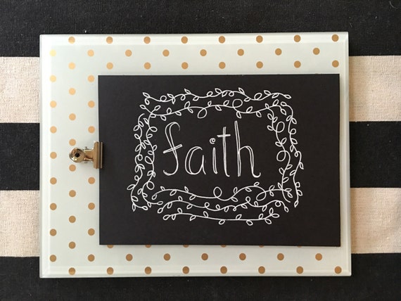 Custom Calligraphy "FAITH"  White Ink Chalkboard Art Print / Heavyweight Chalkboard Paper and Chalk Pen / Frameable /