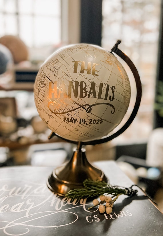 Custom Wedding Guestbook Globe / Your  Wording / White and Gold Globe / Washed Available / Custom Globe / Wedding Guest Book/Nursery Globes