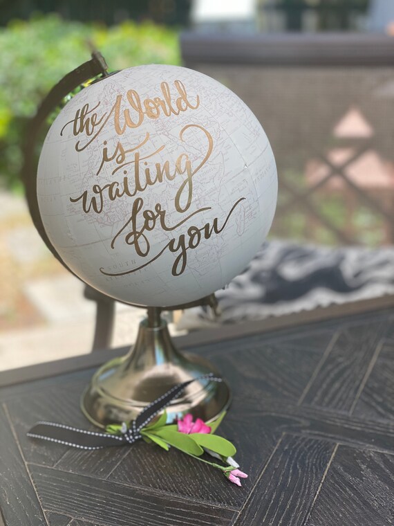 Custom Wedding Guestbook Globe / White and Gold Globe / WhiteWashed Available / Custom Globe / Wedding Guest Book/Nursery Globes