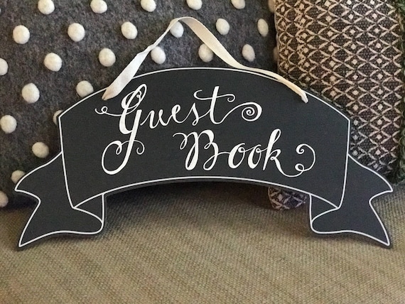 Guest Book Chalkboard Banner Sign / Customizable / Great for Wreaths, Wedding Signs and Mr & Mrs Chair signs