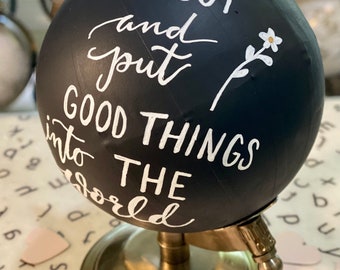 Mini Black Chalkpaint Globe - Perfect for Baby or Kid’s Nursery, Baby Shower, Office Decor or Travel Theme - Customize