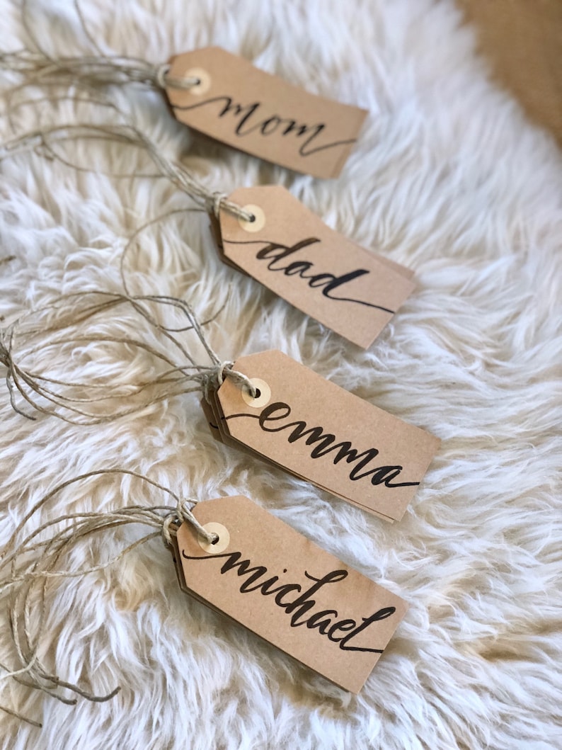 CUSTOM CALLIGRAPHY Kraft Gift Tags / Name Tags / Etsy