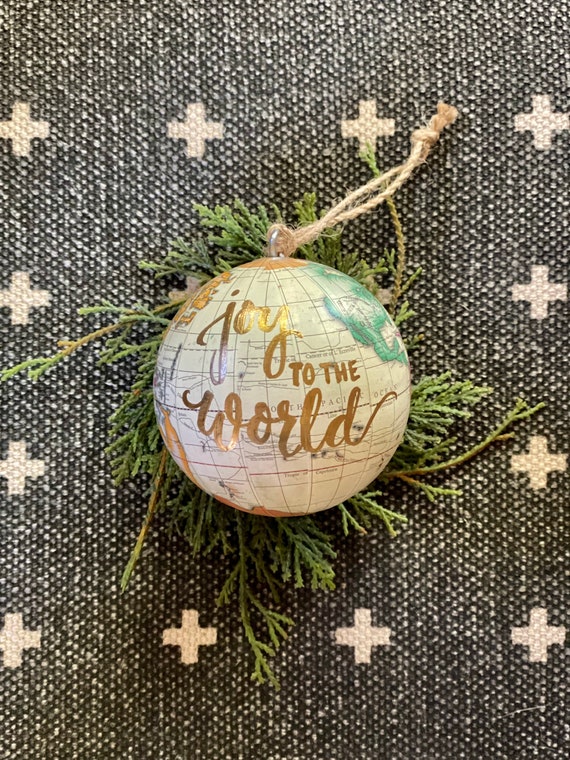 World globe Christmas Ornaments - Customized w/names/saying - Perfect for Christmas gift giving or for your travel-themed Christmas tree