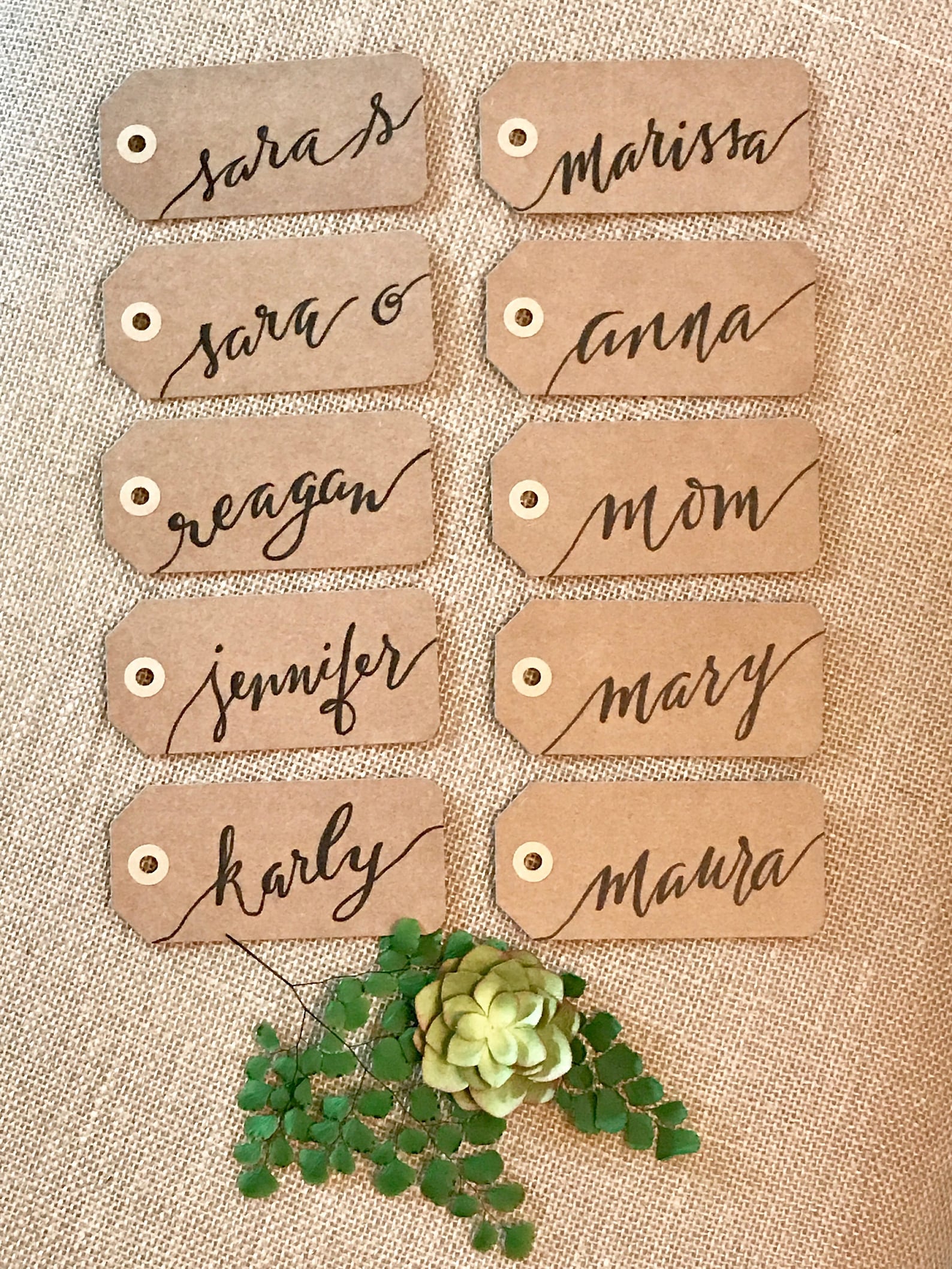 CUSTOM CALLIGRAPHY Kraft Gift Tags / Name Tags / Etsy