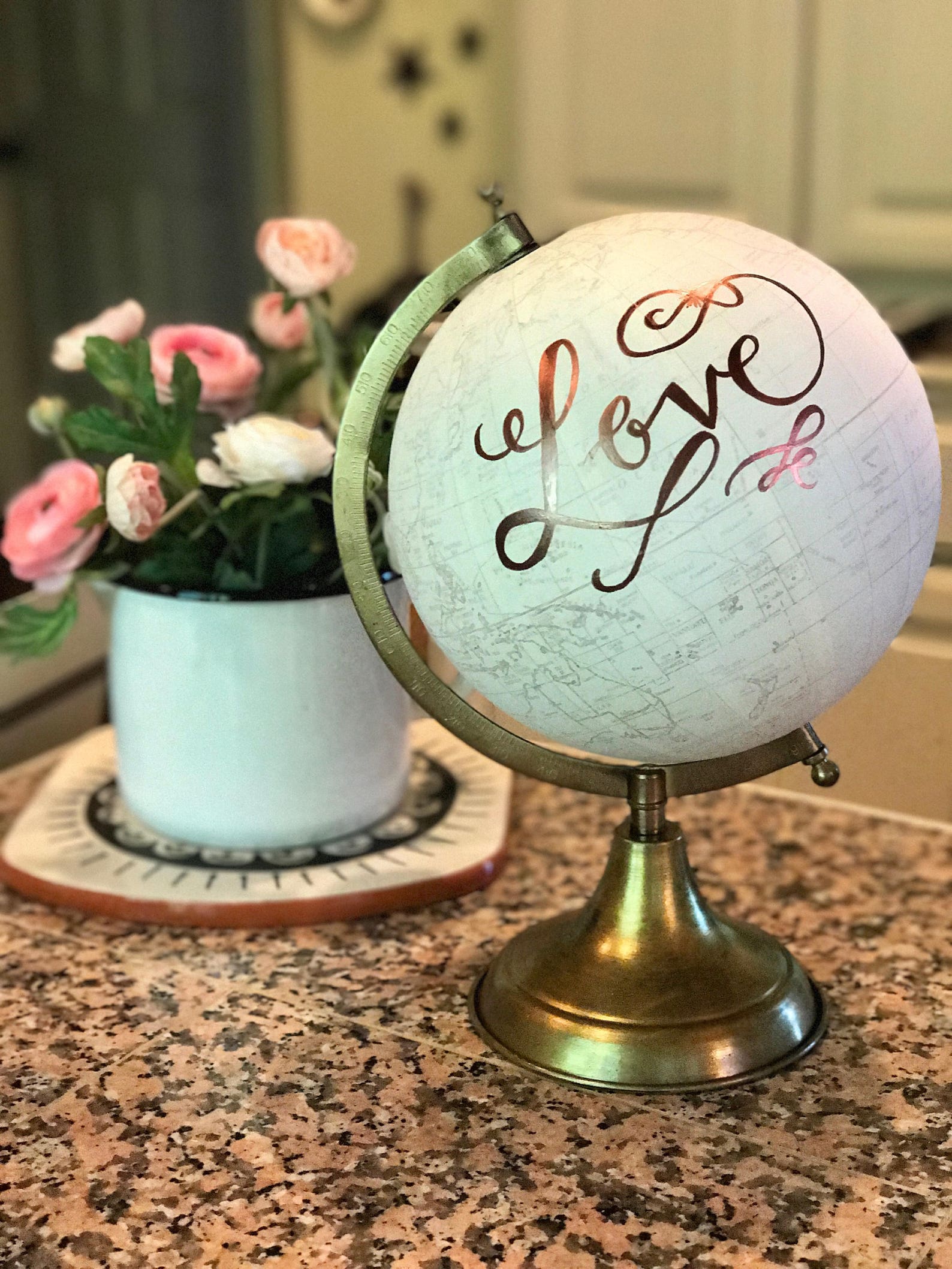 Wedding Guest Book Globe/white WASHED W/gold Rose Gold or Etsy