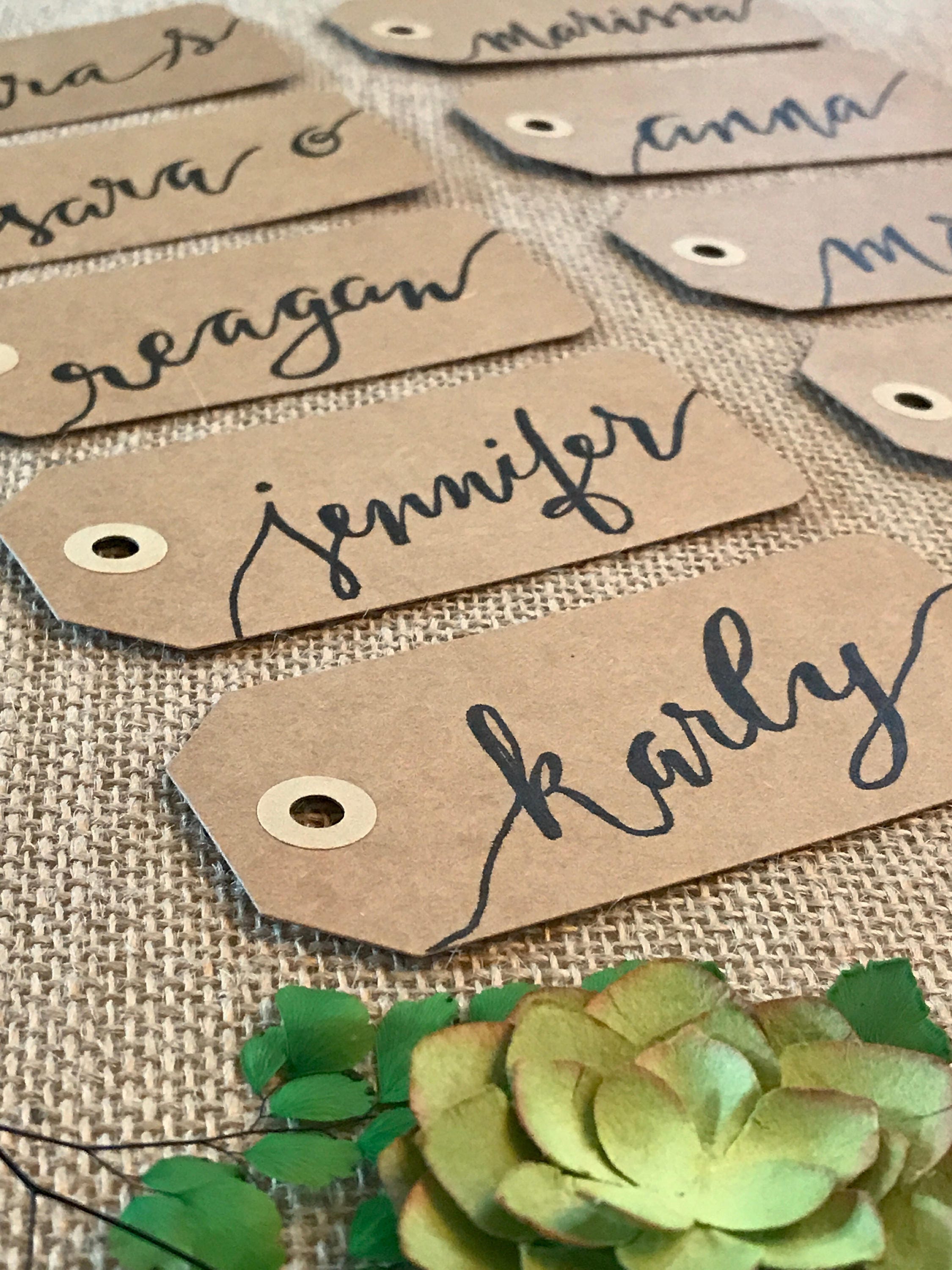CUSTOM CALLIGRAPHY Cardstock Gift Tags/Reserved Seating Tags / Name Tags /  Personalized/Great for reserving wedding rows or custom gift tags