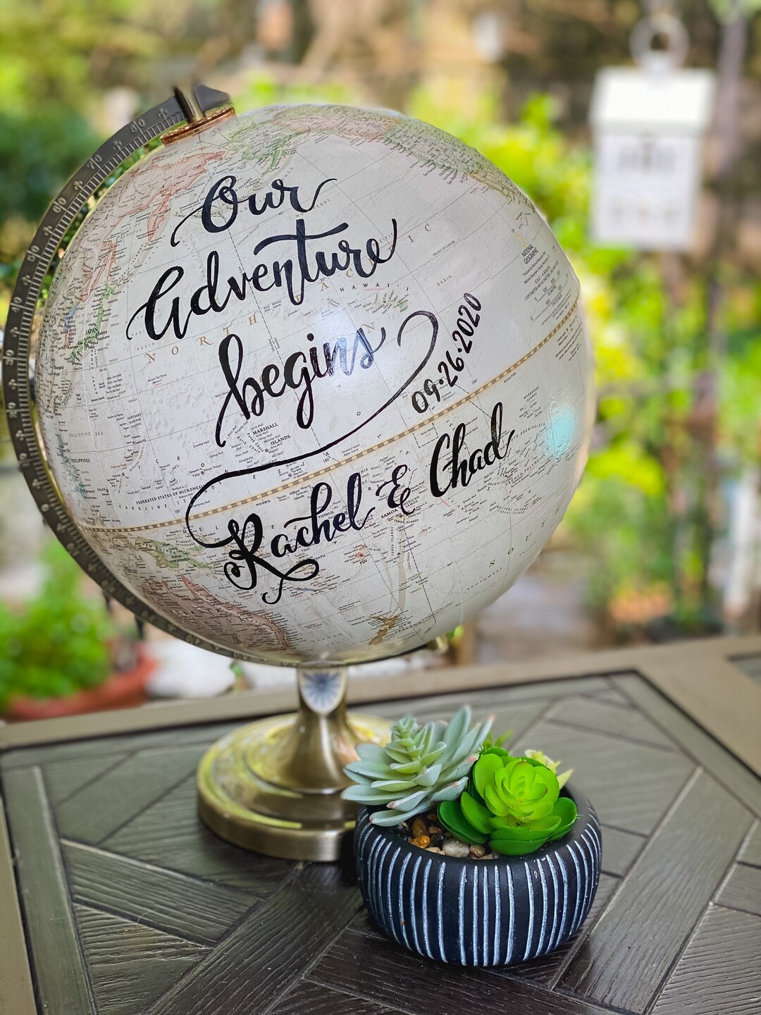 LARGE Guest Book Globe 12 Inch Antique White/cream Wedding Globe Custom