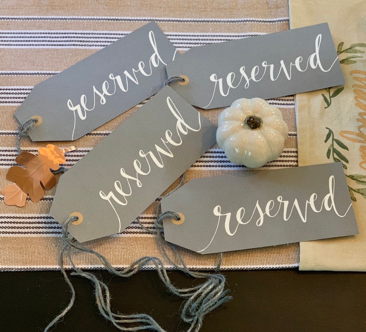 CUSTOM CALLIGRAPHY Cardstock Gift Tags/Reserved Seating Tags / Name Tags /  Personalized/Great for reserving wedding rows or custom gift tags