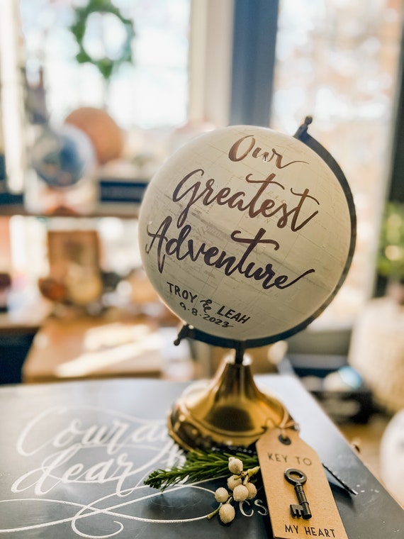 Custom Wedding Guestbook Globe / Your  Wording / White and Gold Globe / Washed Available / Custom Globe / Wedding Guest Book/Nursery Globes