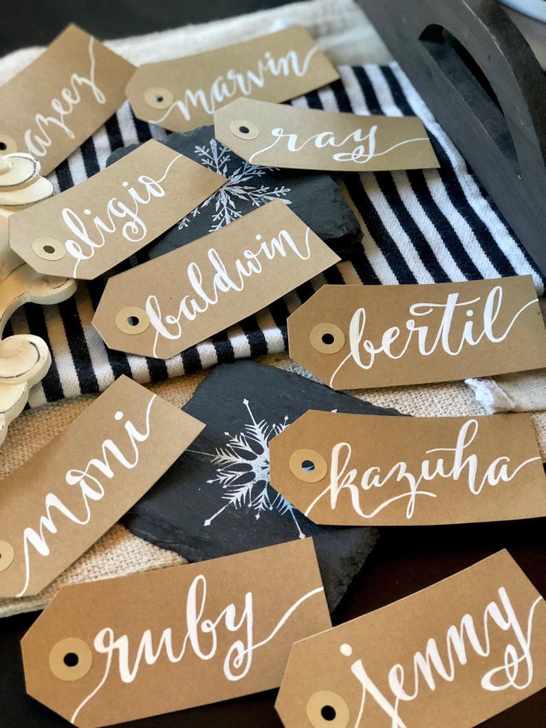 CUSTOM CALLIGRAPHY Cardstock Gift Tags/reserved Seating Tags / Etsy